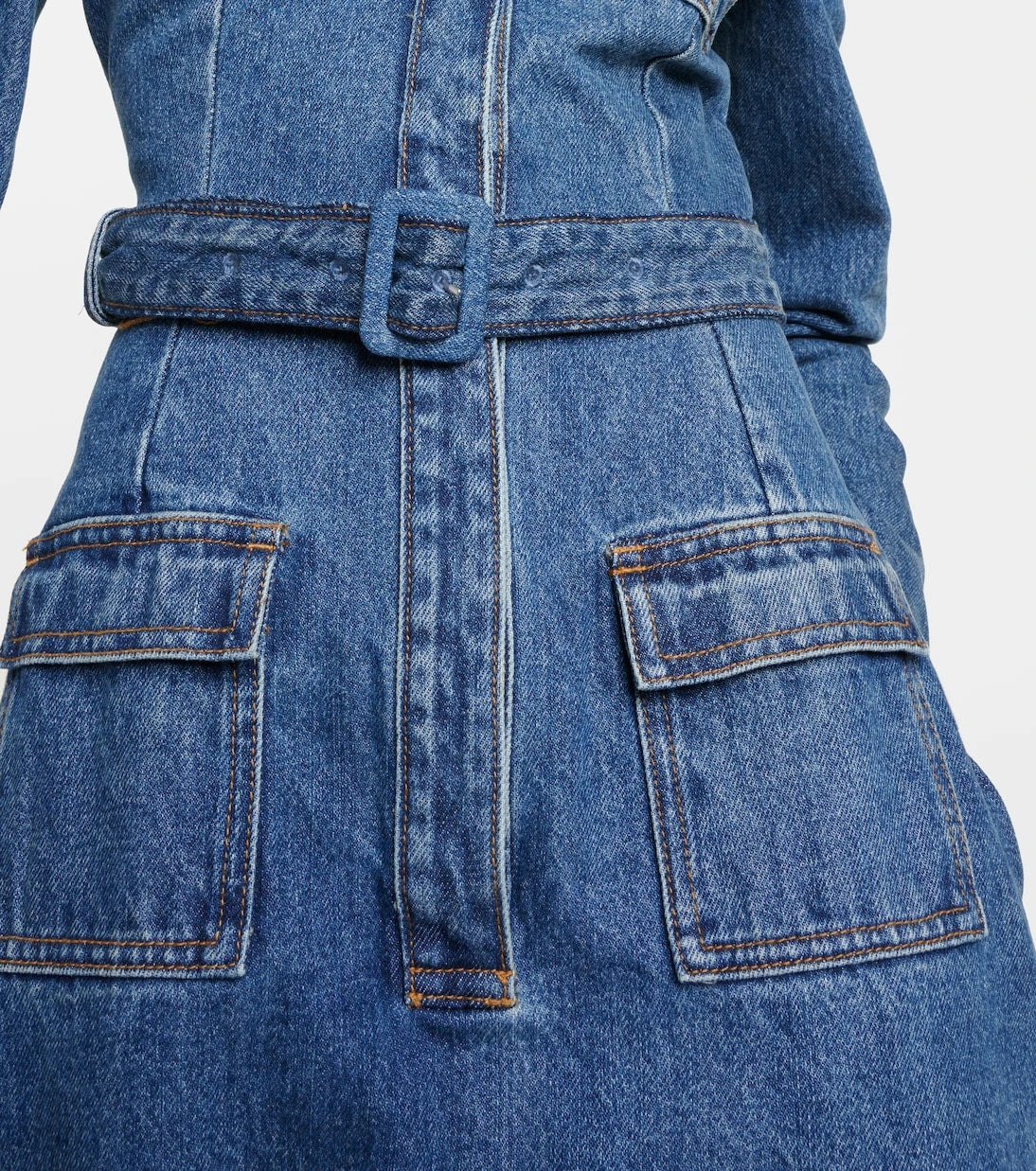 Self-Portrait - Belted denim midi dress