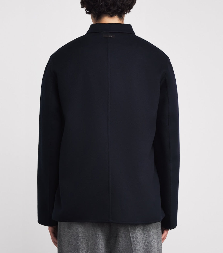 Navy Virgin Wool Overshirt