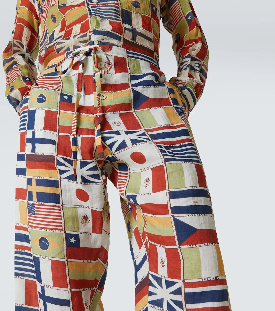 Bode - International printed linen straight pants
