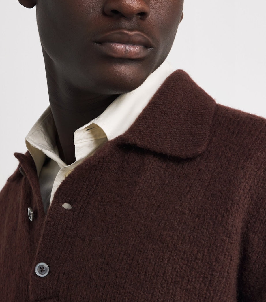 Norse Projects Burgundy Alpaca-Blend Rasmus Polo Sweater