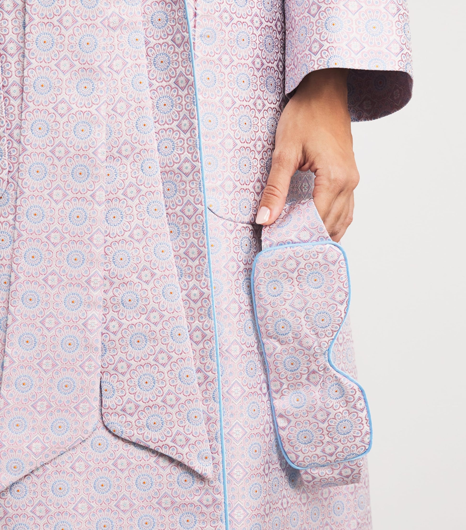 Pink Silk Daisy Medallion Jacquard Eye Mask