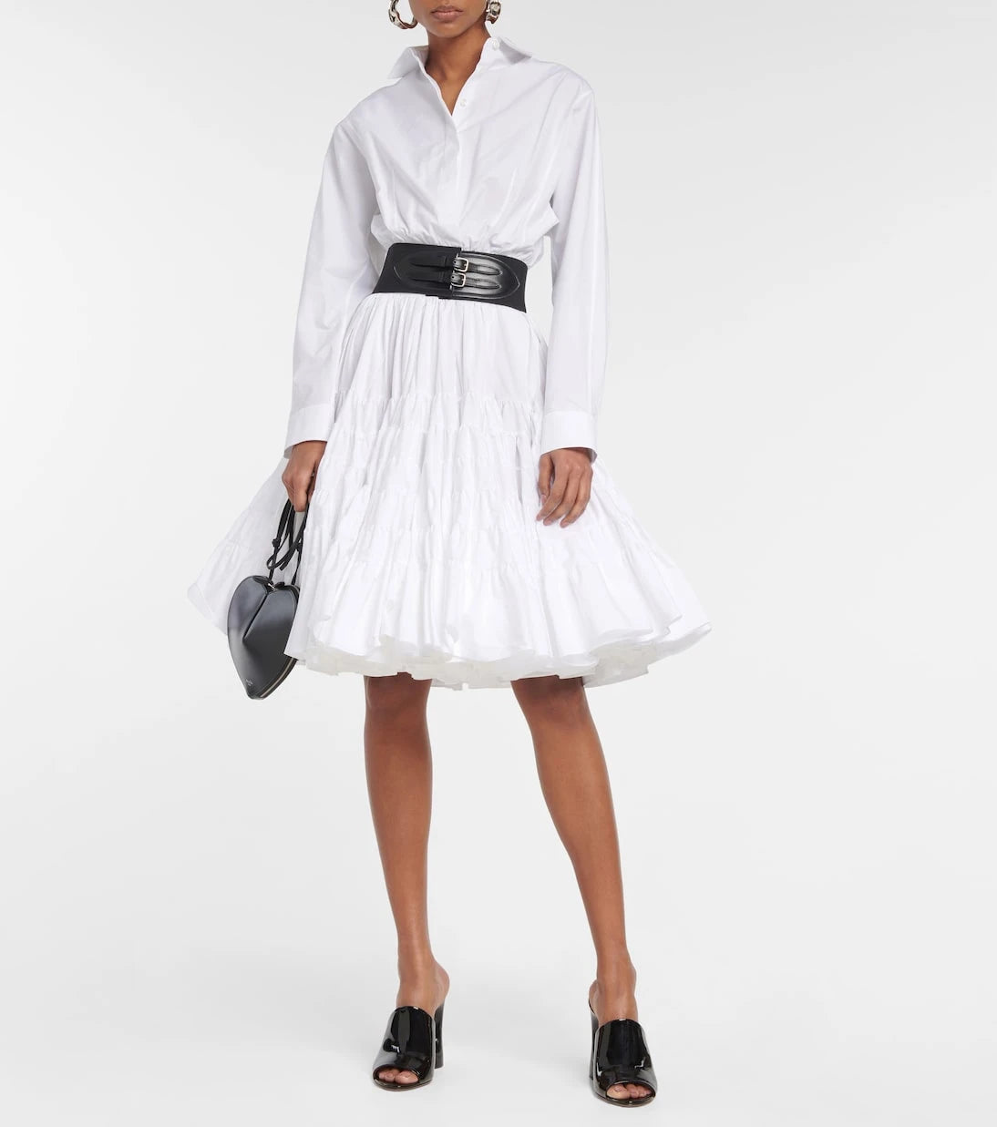 Alaïa - قميص بوبلين قطني برباط عند الخصر