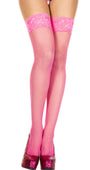 Hot Pink Fishnet Thigh High Stockings