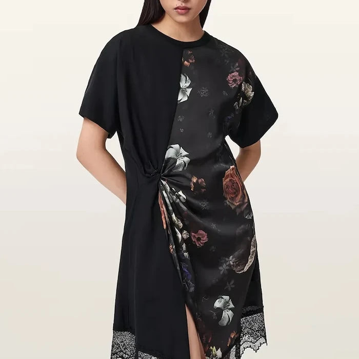 AllSaints asimetrik LANA LACE elbise