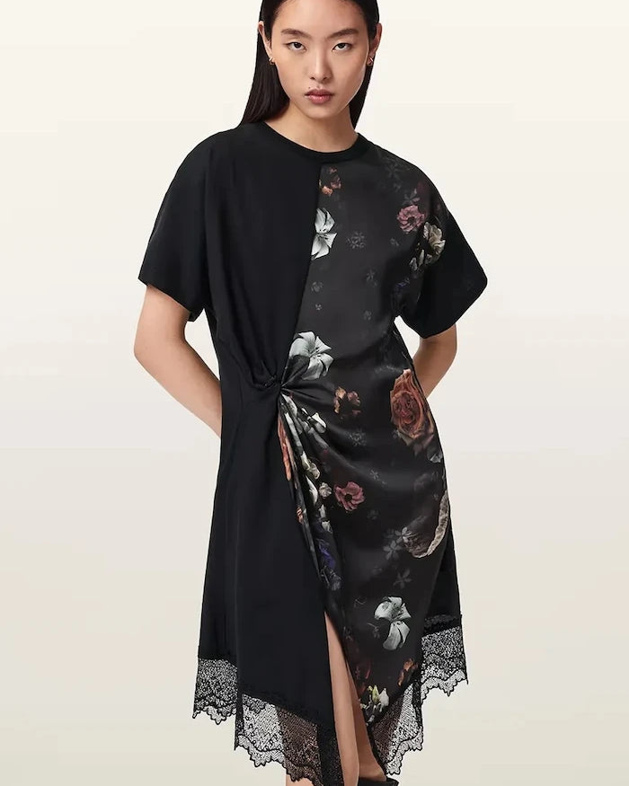 AllSaints asimetrik LANA LACE elbise