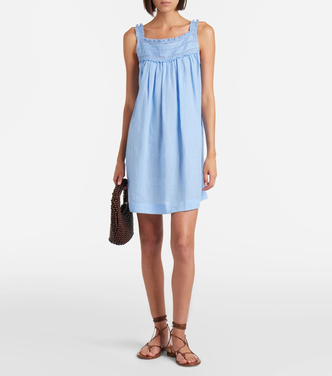 Dôen - Bea lace-trimmed ramie minidress