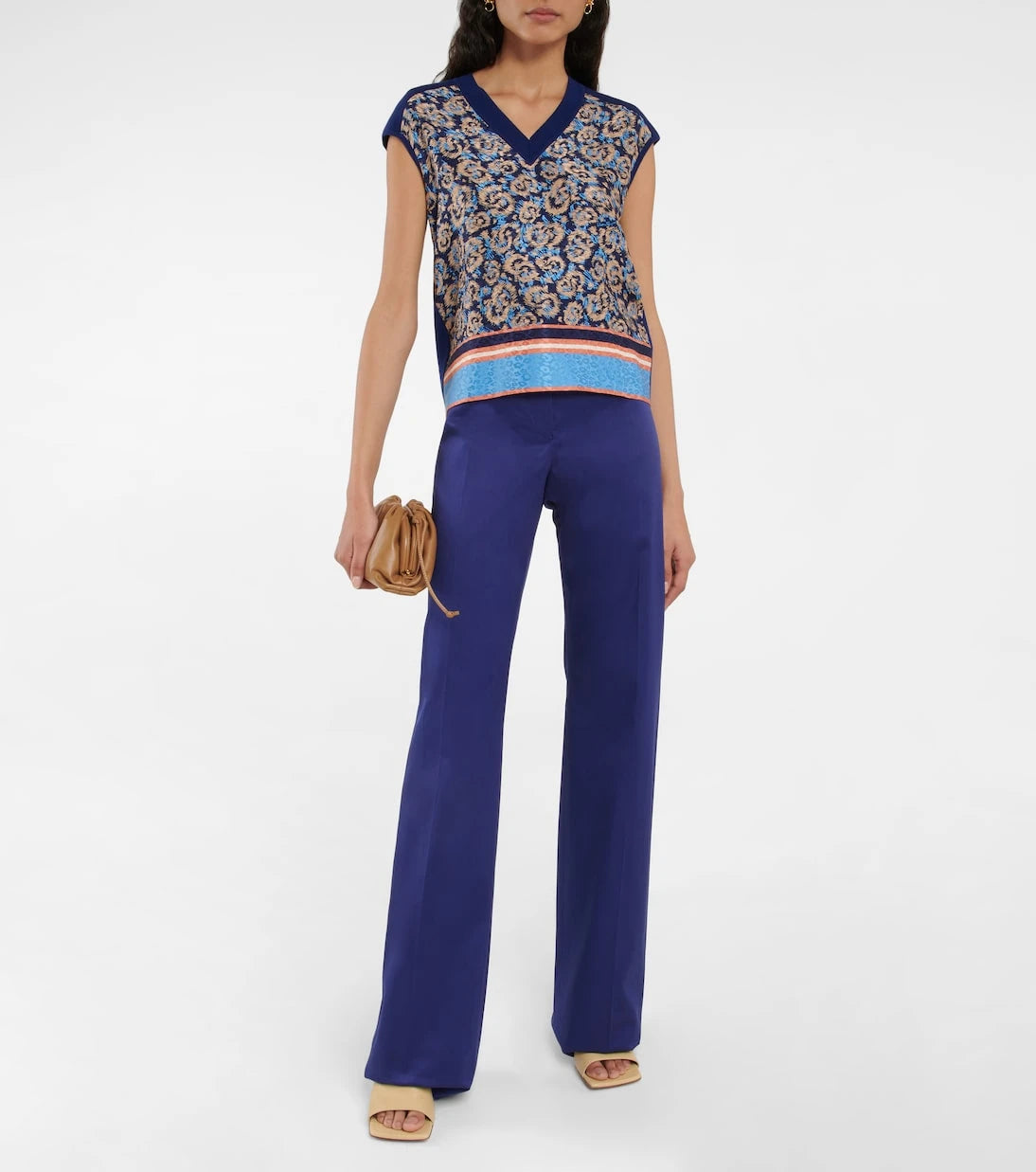 Ferragamo - Silk-paneled cotton knit top
