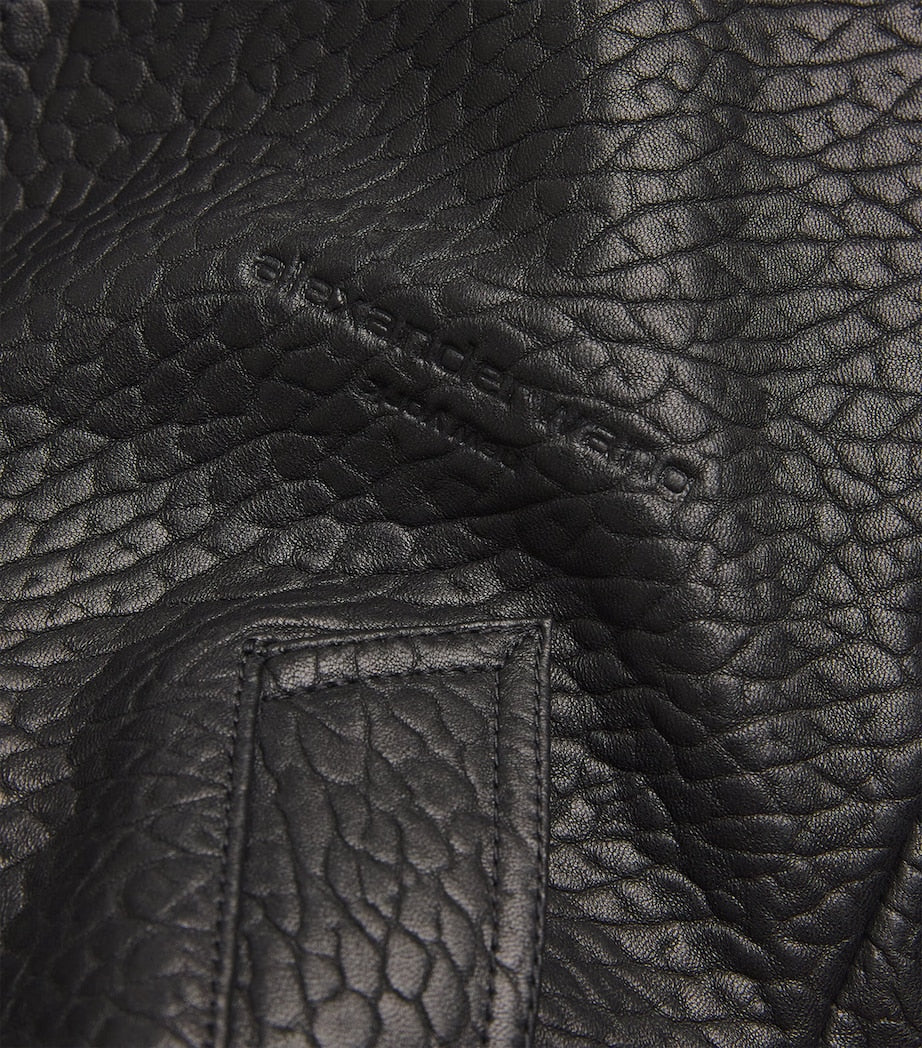 Alexander Wang Black Lambskin Cropped Bomber Jacket