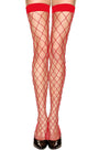 Red Diamond Net Stockings with Wide Bands