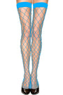 Turquoise Diamond Net Stockings with Wide Bands