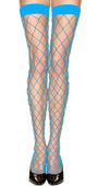 Turquoise Diamond Net Stockings with Wide Bands