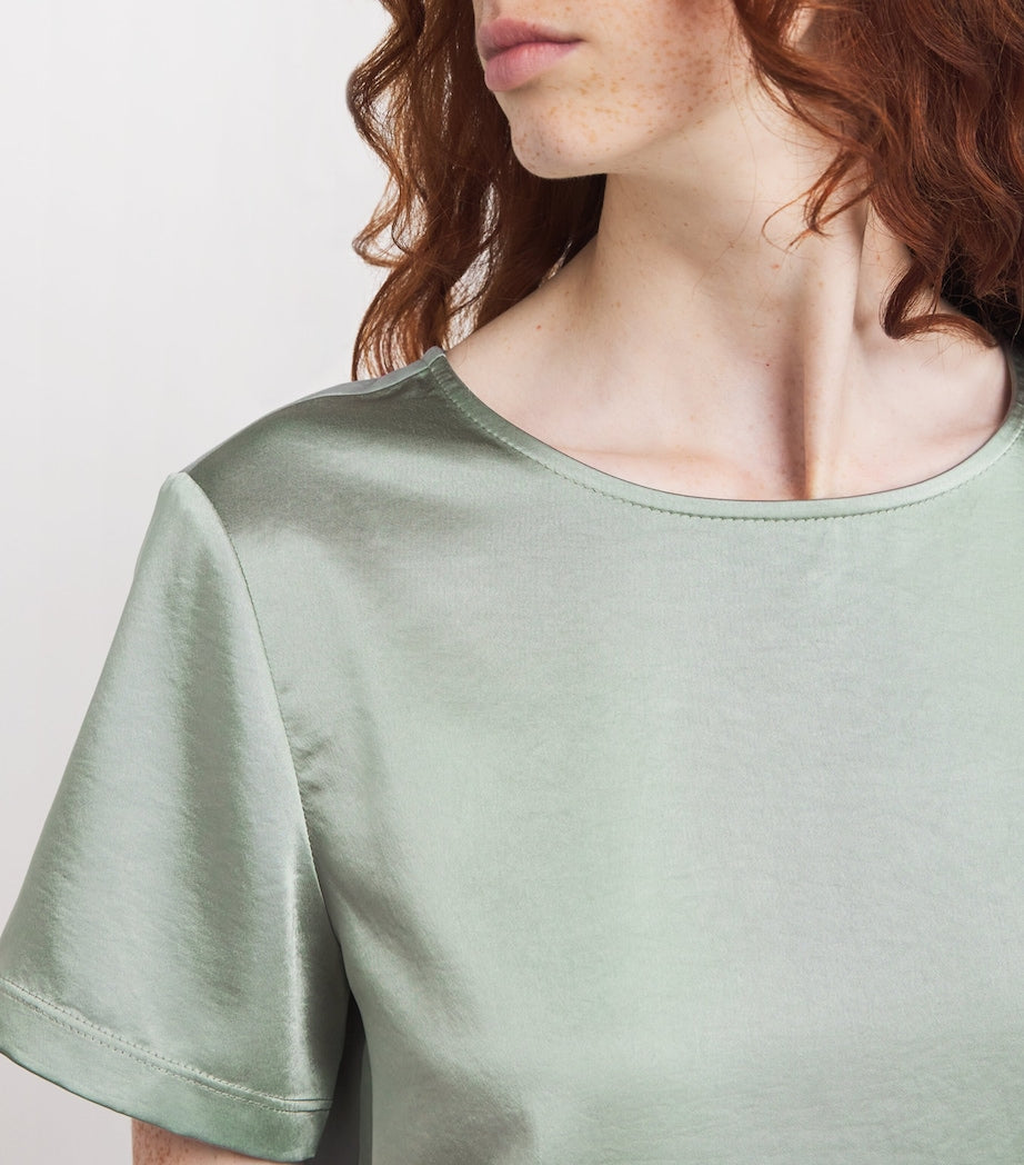 Green Satin-Front T-Shirt