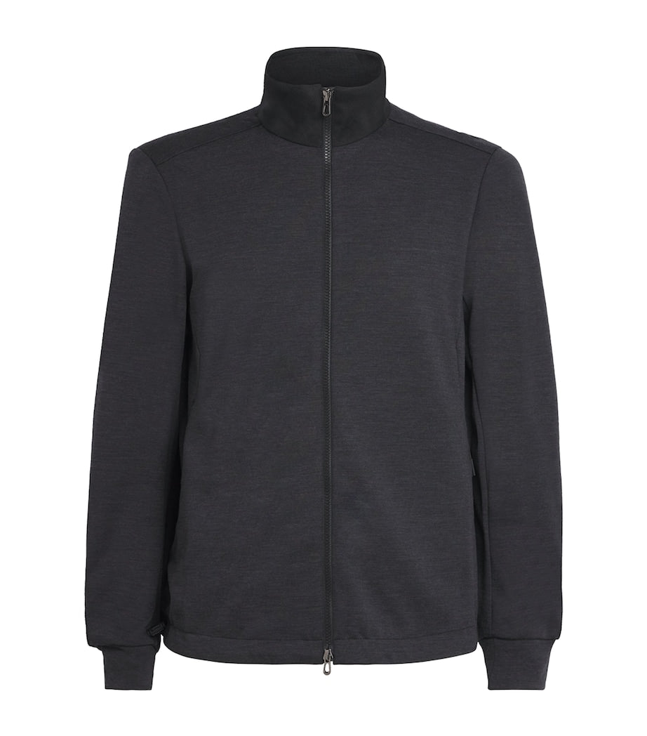 Sease Grey Wool-Blend Explorer Zip-Up Sweatshirt