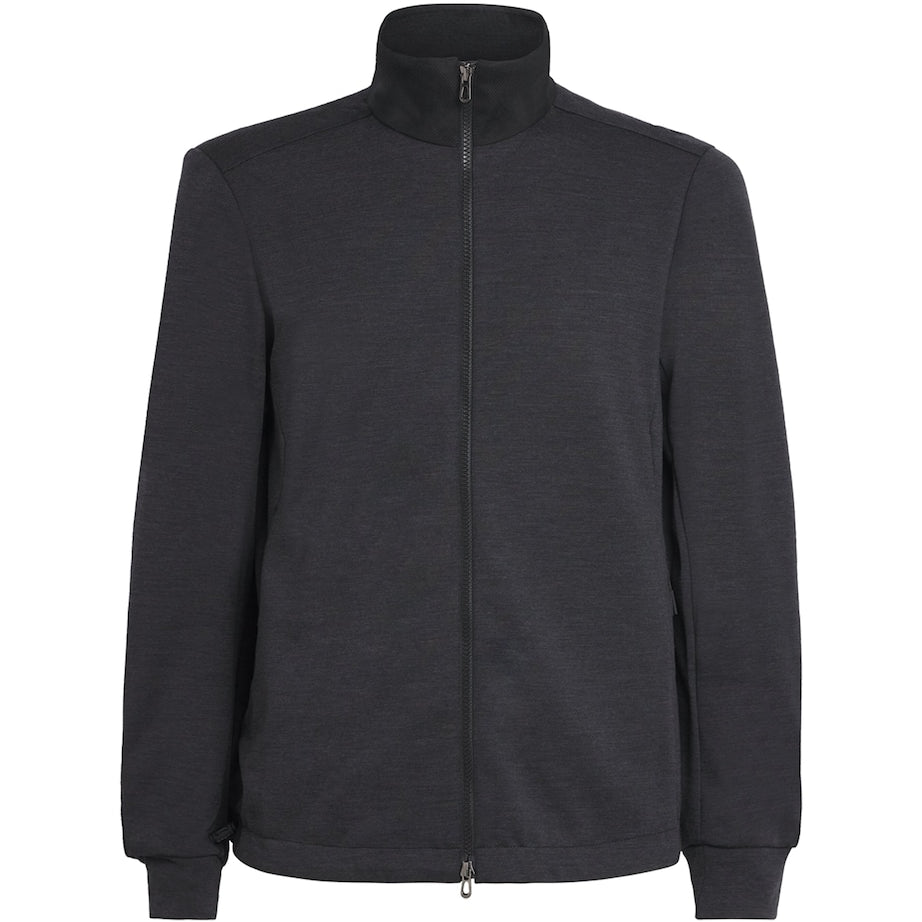Sease Grey Wool-Blend Explorer Zip-Up Sweatshirt