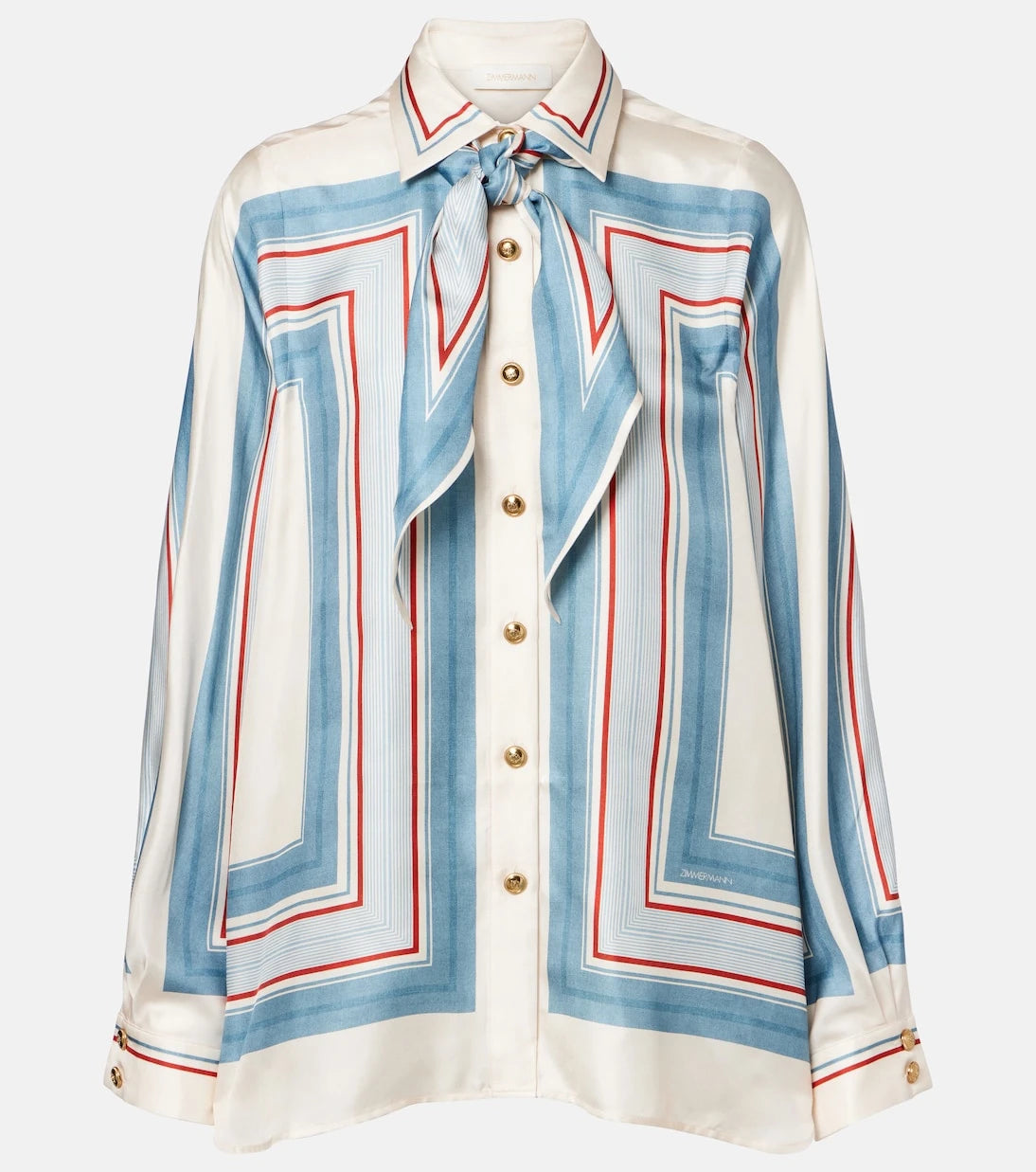 Zimmermann - Striped scarf-detail silk shirt