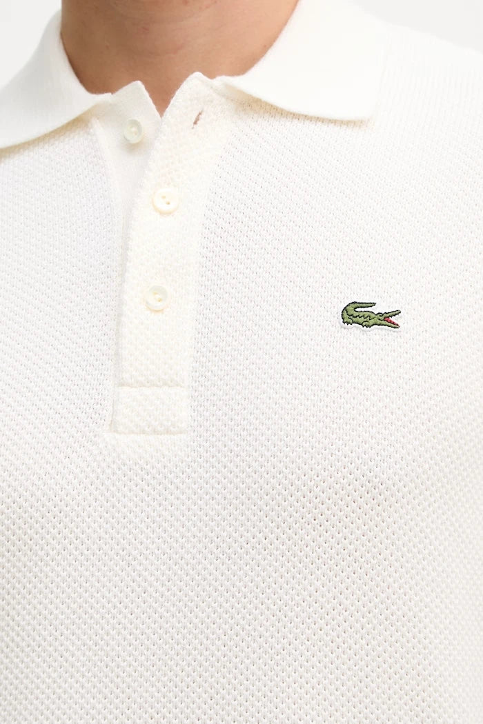 Lacoste erkek yün karışımlı yakalı örgü polo