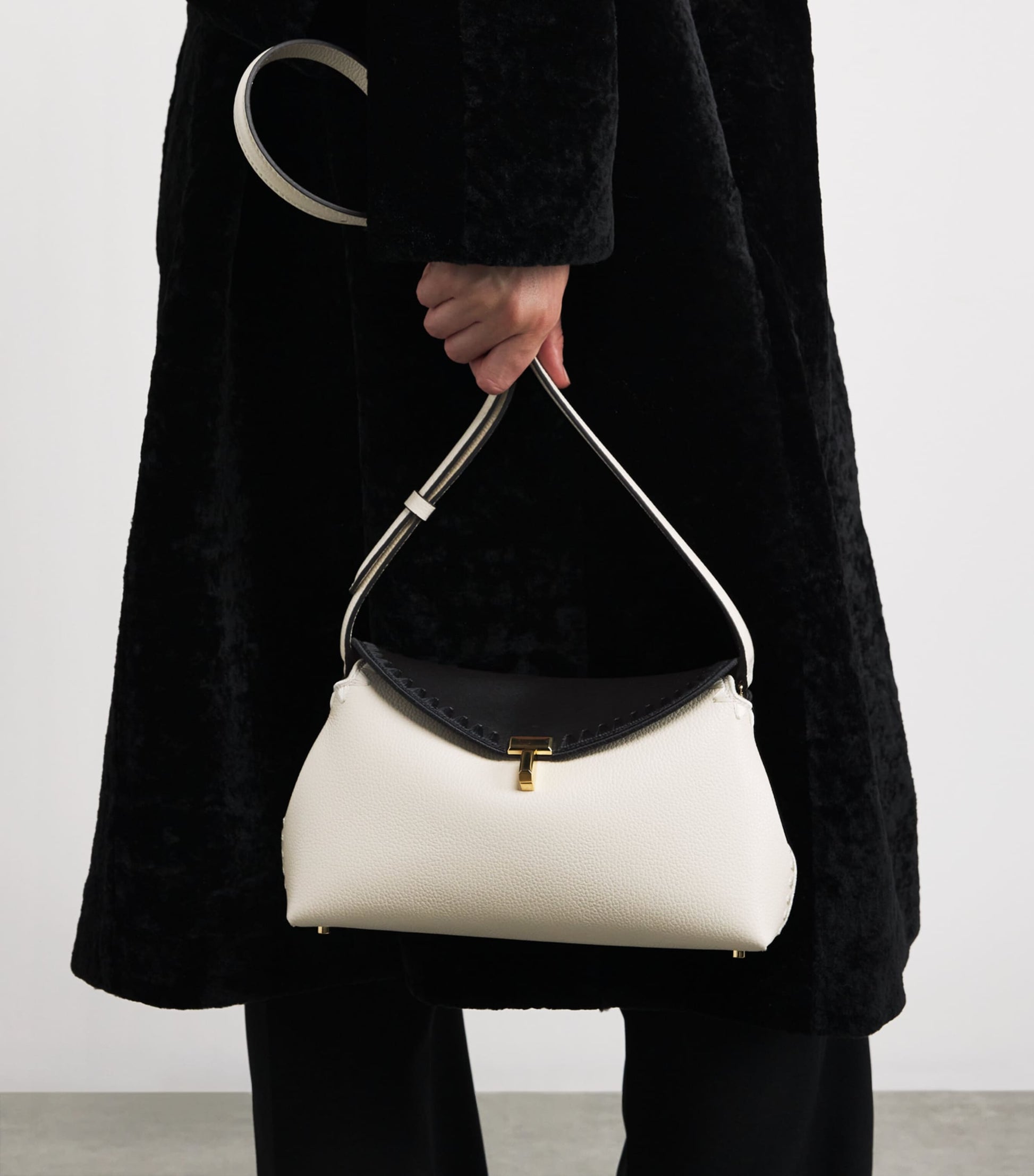 Leather T-Lock Clutch Bag