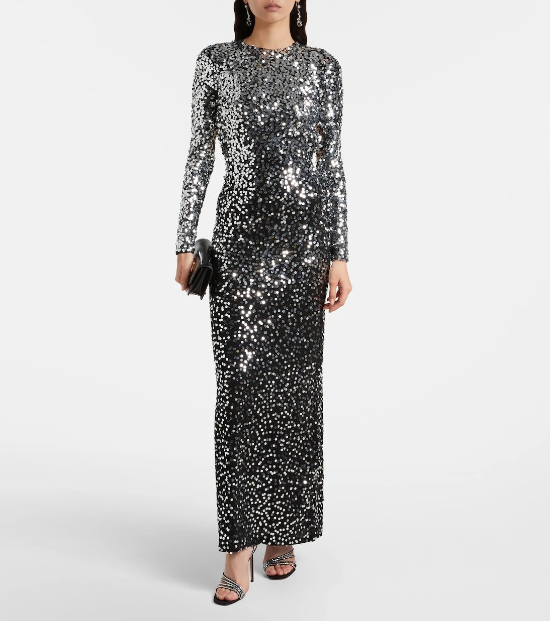 Rabanne - Sequined open-back jersey gown