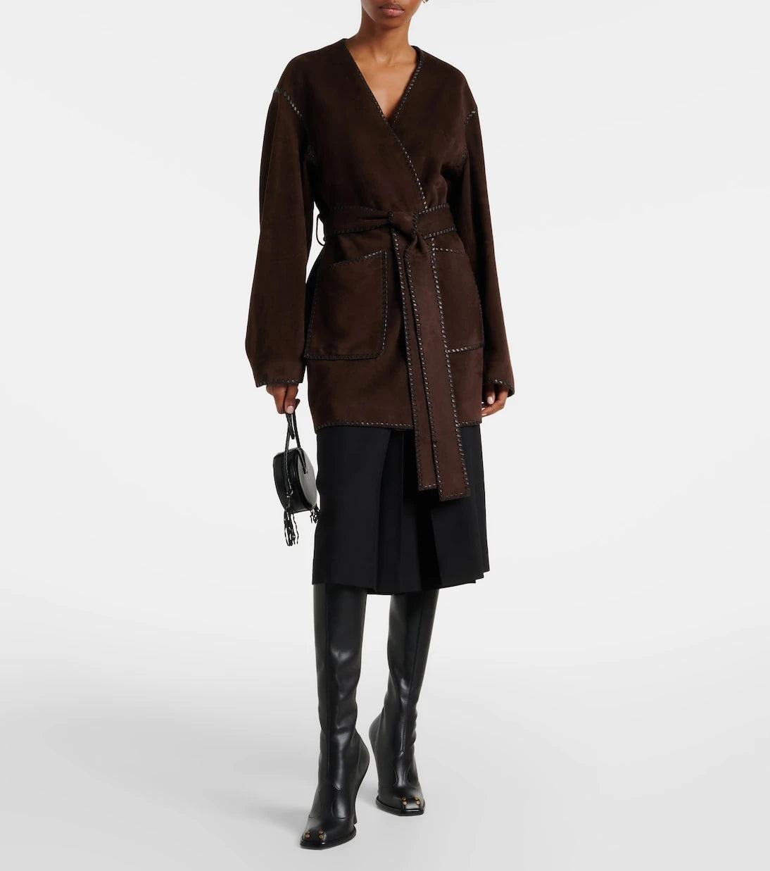 Nour Hammour - Anika suede wrap coat