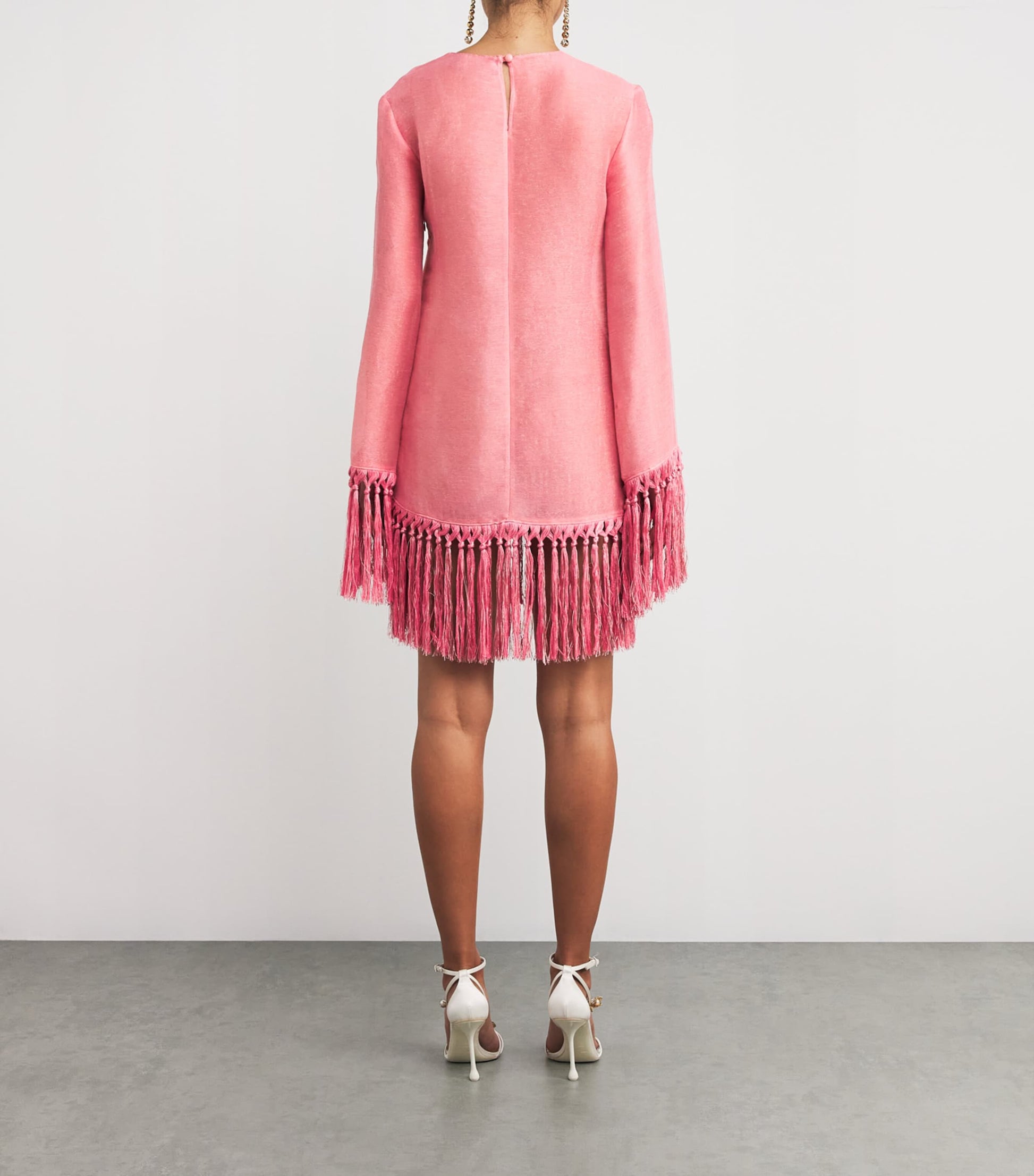 Linen-Blend Fringed Claudia Mini Dress