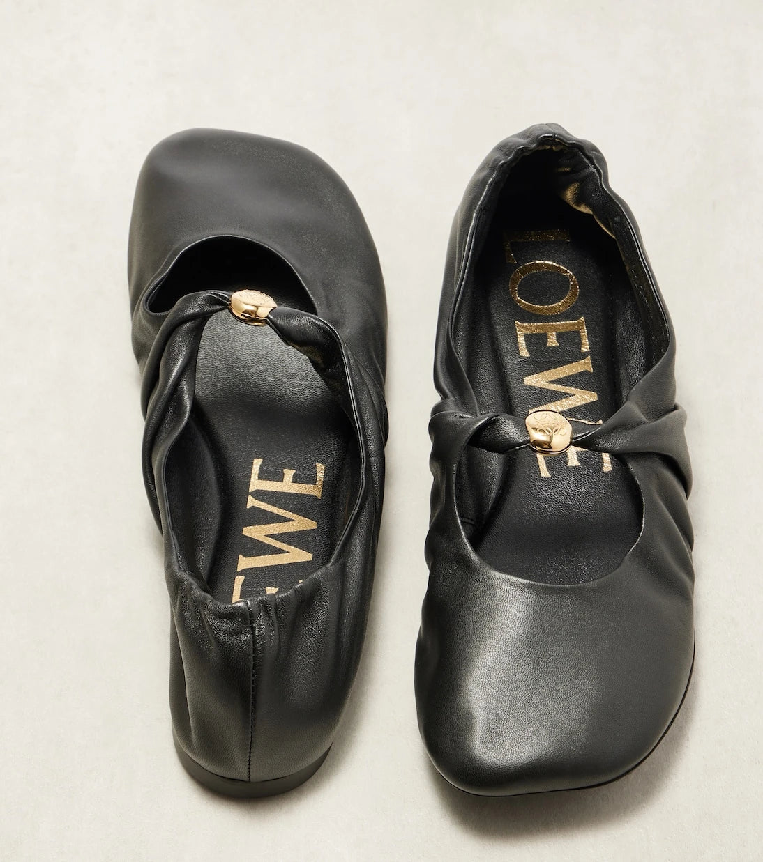 Loewe - Pebble Soft leather Mary Jane flats