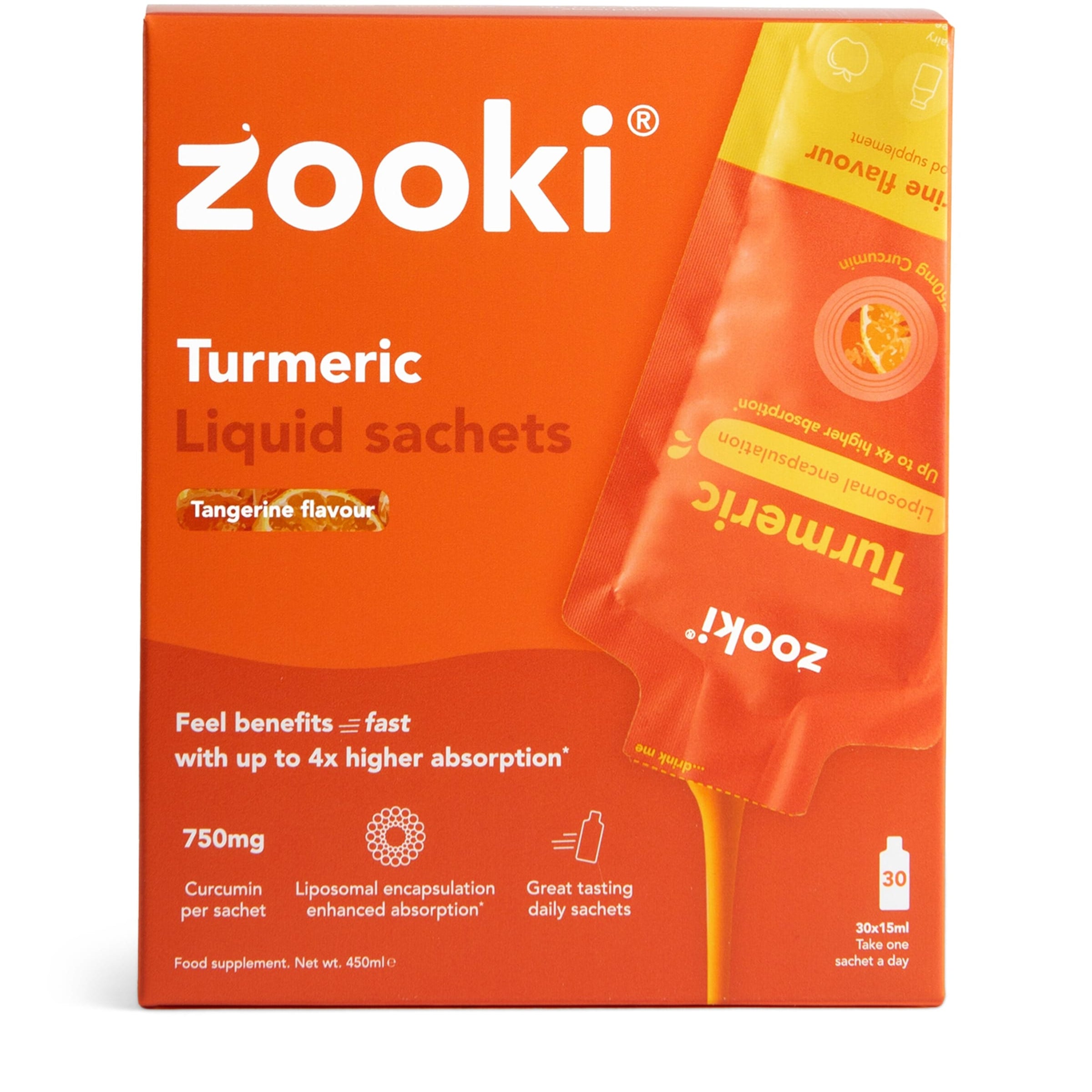 YourZooki Liposomal Turmeric 750mg Liquid Sachets (Pack of 30)
