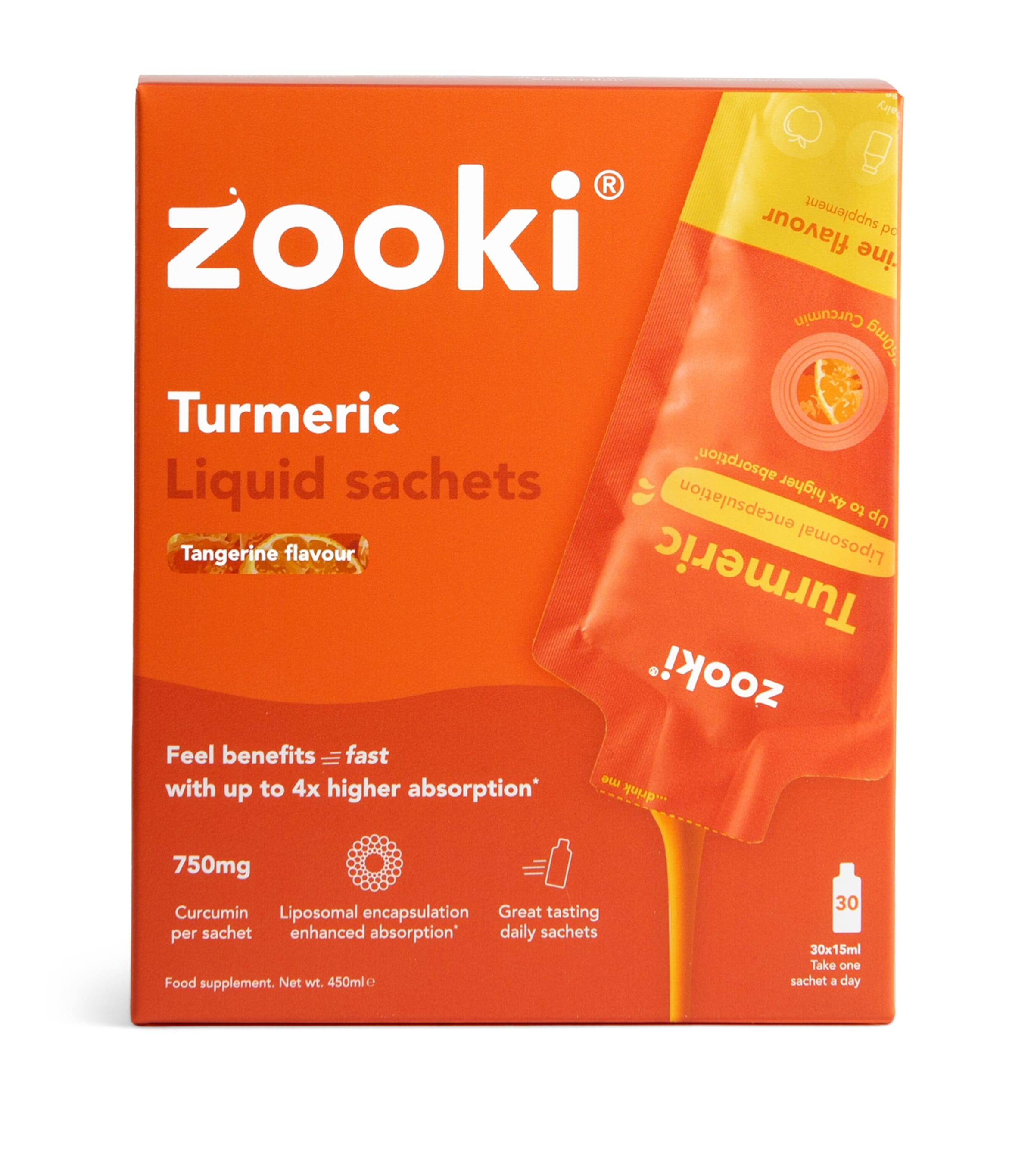 YourZooki Liposomal Turmeric 750mg Liquid Sachets (Pack of 30)