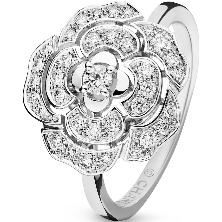 White Gold and Diamond Camélia Ring