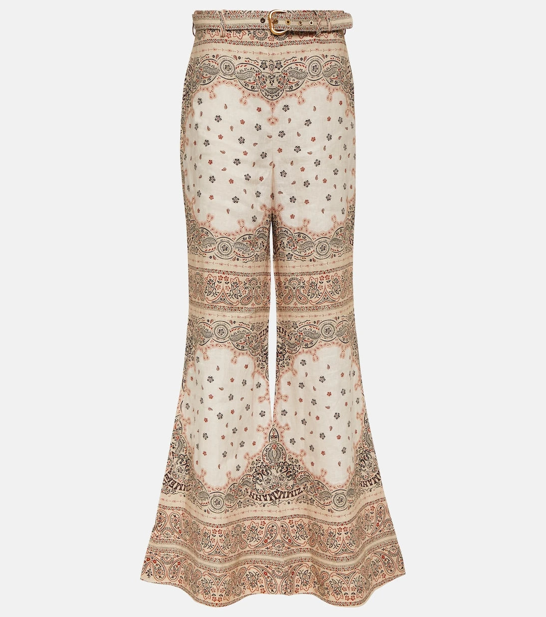 Zimmermann - Printed high-rise linen wide-leg pants