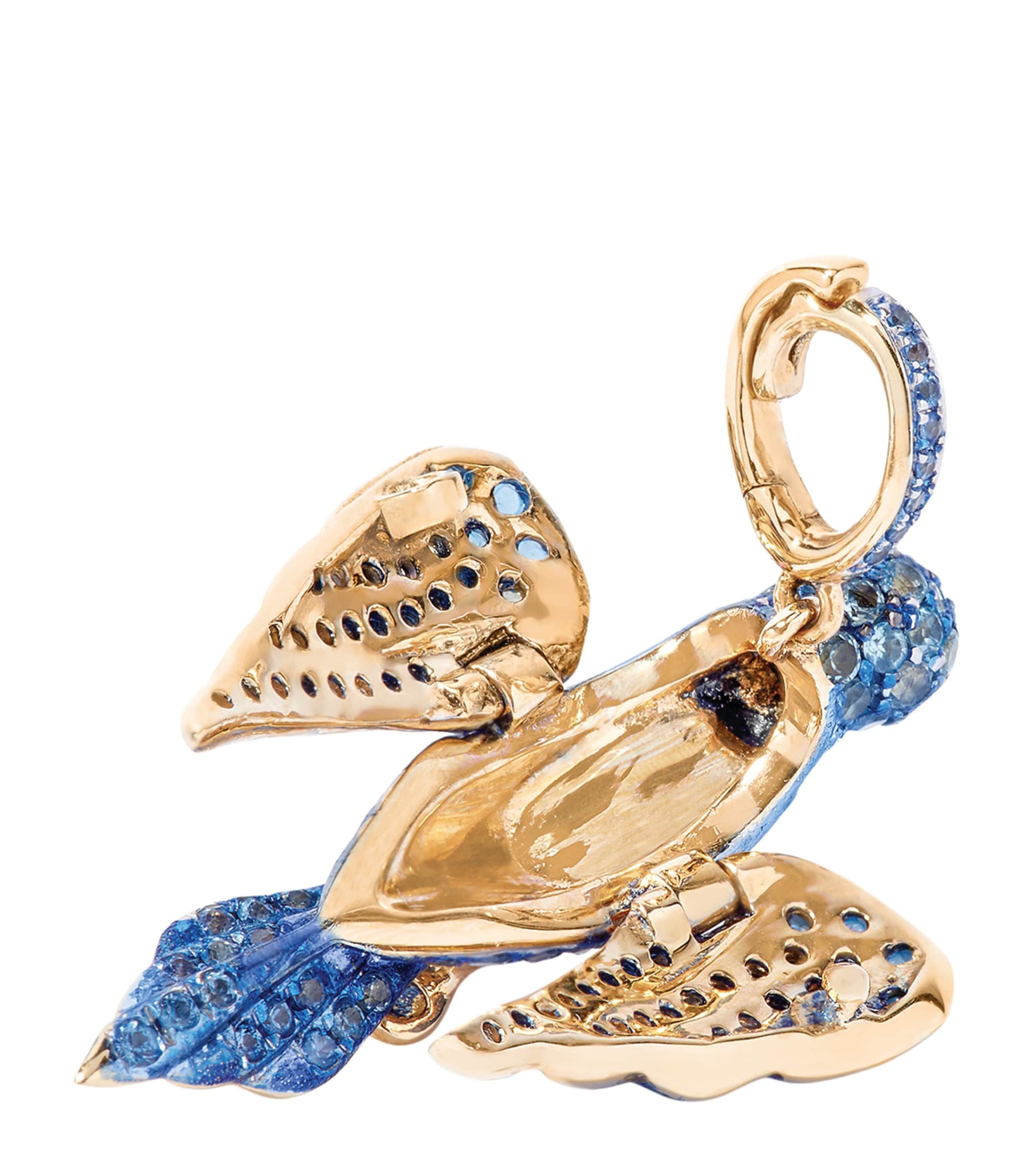 Yellow Gold, Diamond, Topaz and Sapphire Bluebird Locket Charm