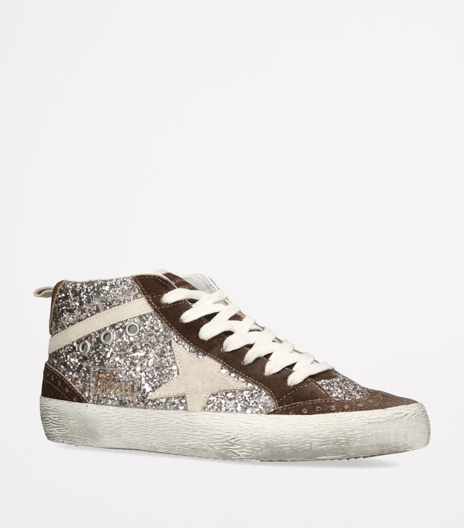 Golden Goose Brown Glitter Mid Star Sneakers