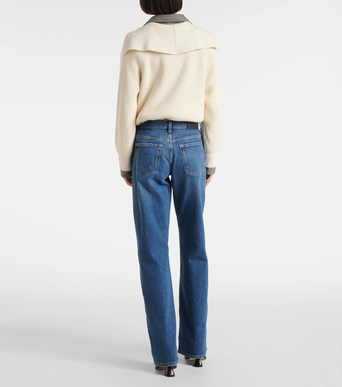 7 For All Mankind - بنطلون جينز تيس بقصّة مستقيمة وخصرٍ عالٍ