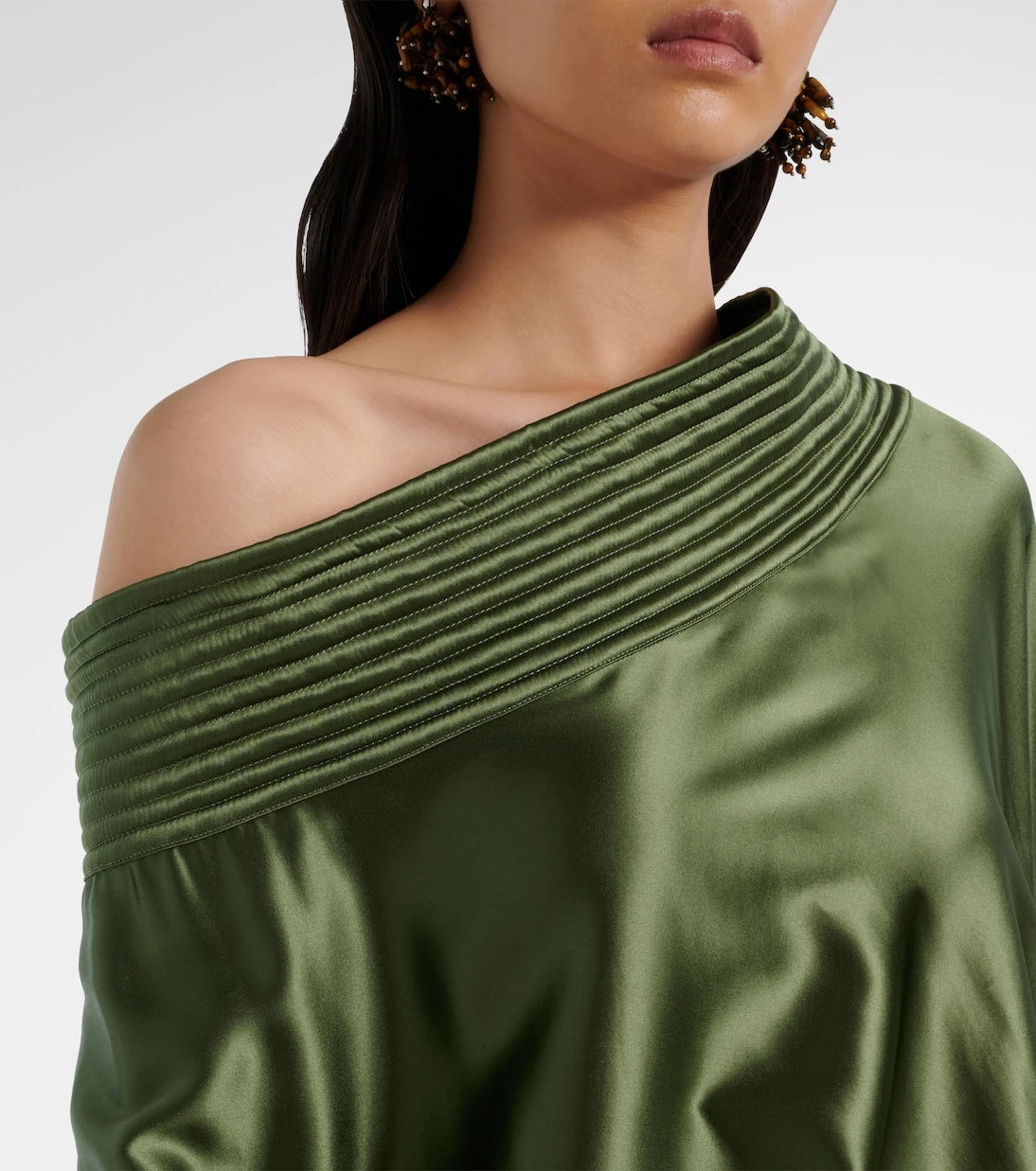 Dries Van Noten - توب من الساتان الحريري المخلوط بتصميم غير متماثل ومنسدل