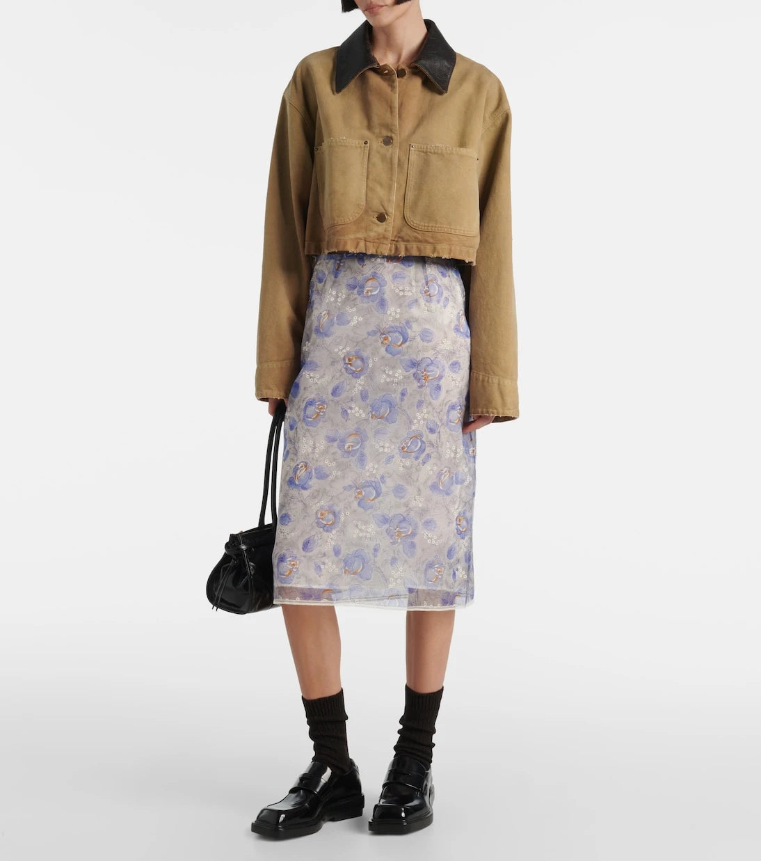 Prada - Floral sheer chiffon pencil skirt
