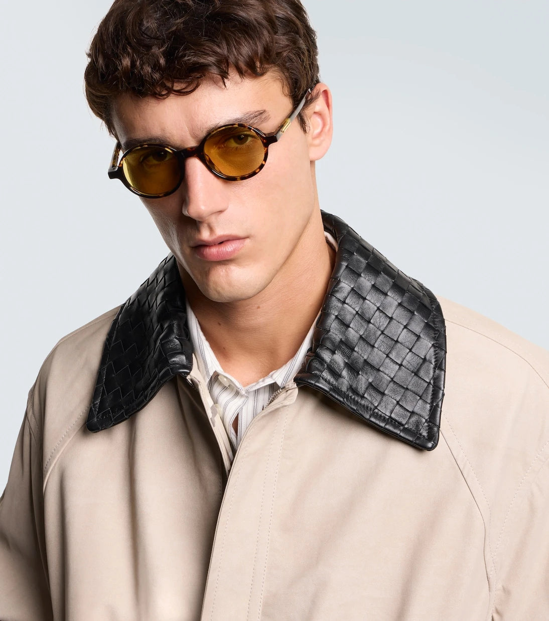 Bottega Veneta - نظارة شمسية رفيعة مستديرة "ريبان"