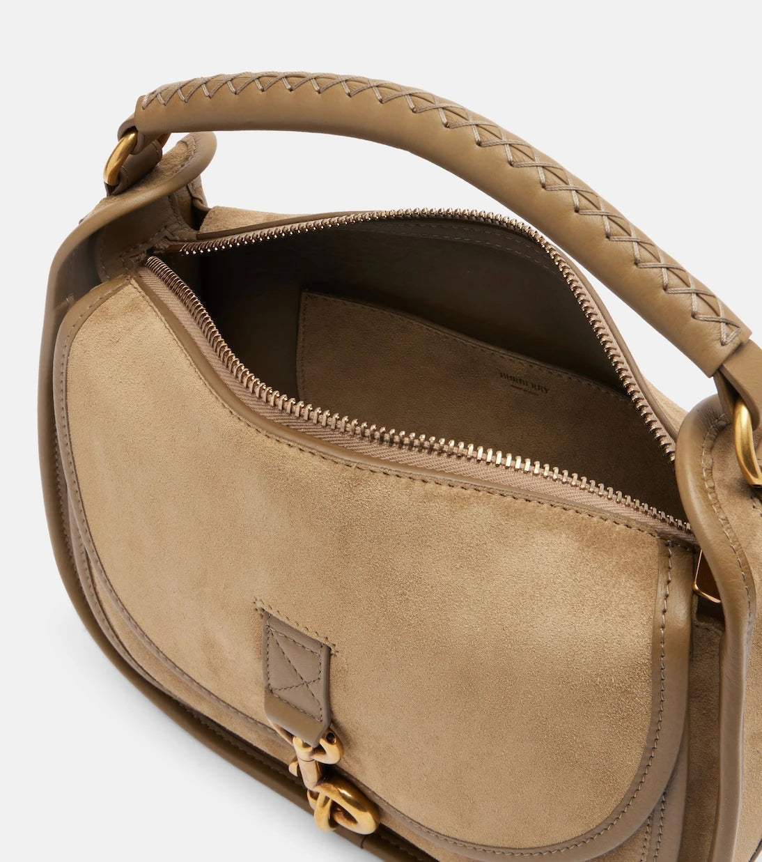 Burberry - حقيبة يد علوية من الشمواه بتصميم Clip Messenger