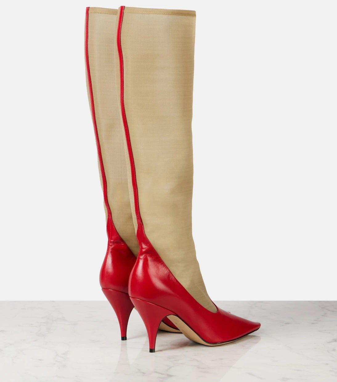The Row - Mesh and leather knee-high boots