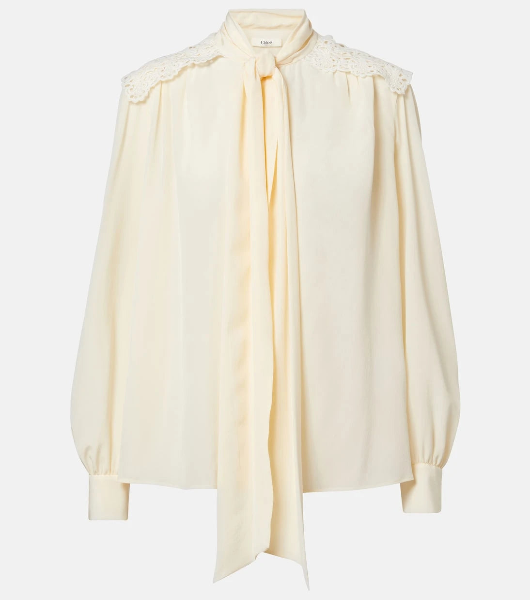 Chloé - Lace-trimmed silk crêpe de chine blouse