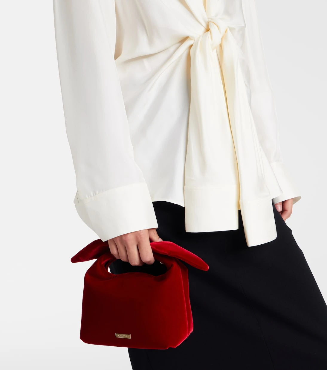 Aquazzura - Bow Tie Small velvet tote bag