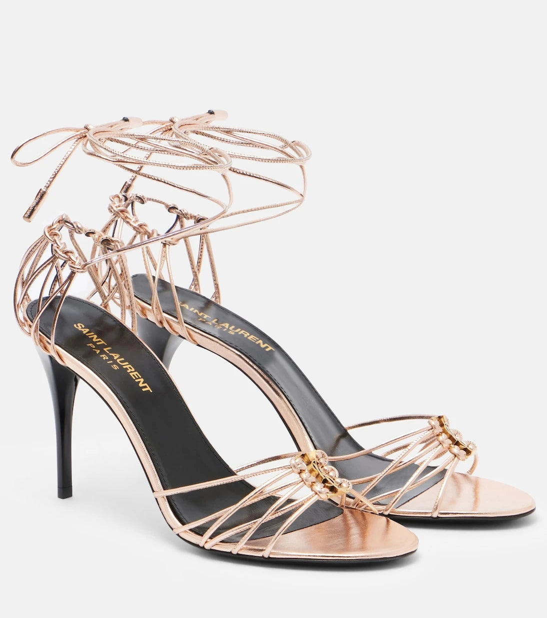 Saint Laurent - Babylone 90 metallic leather sandals