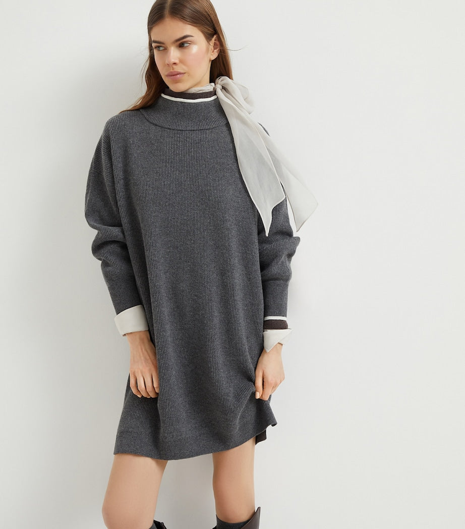 Brunello Cucinelli Virgin Wool-Blend Mini Dress