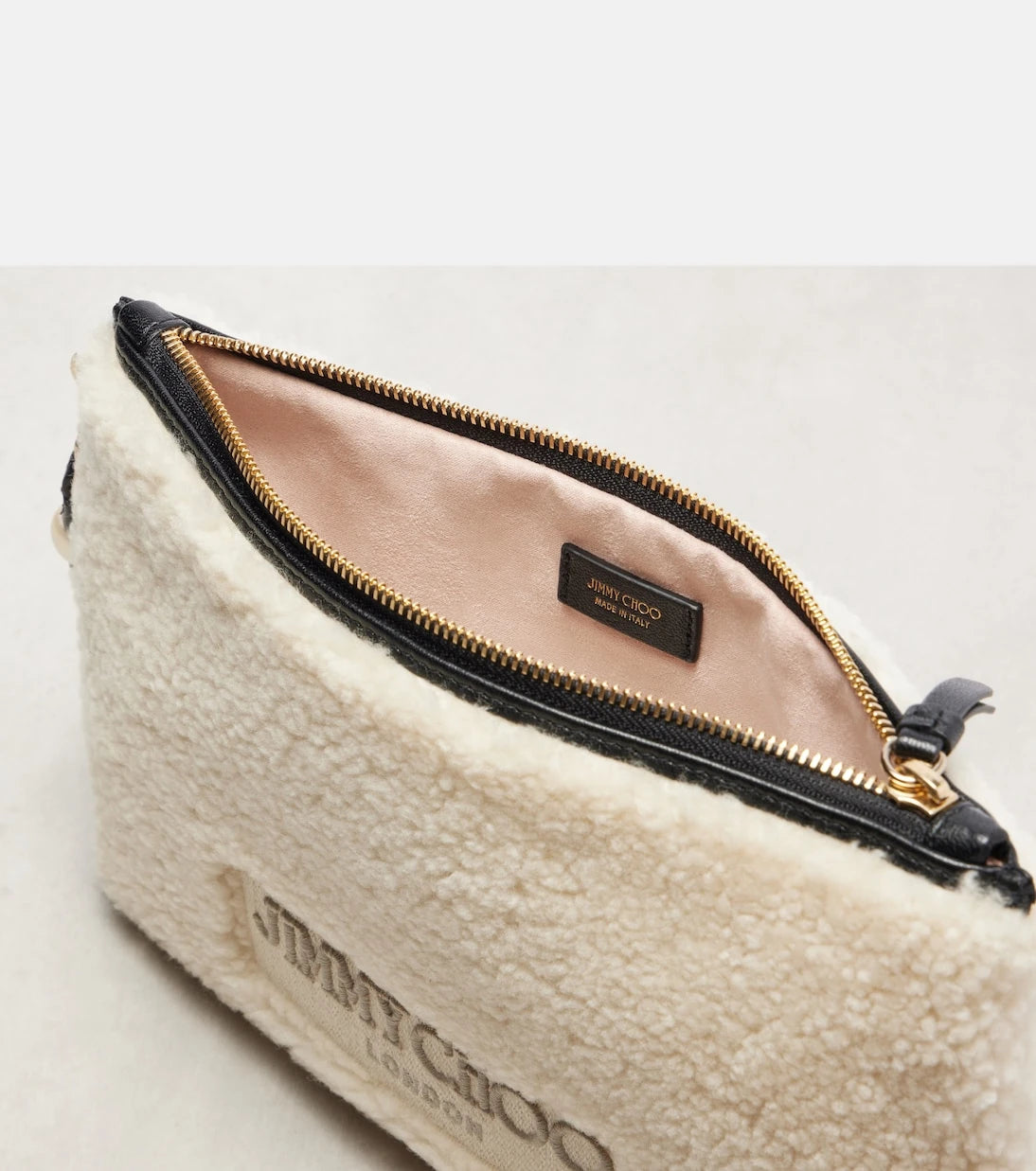 Jimmy Choo - Logo shearling pouch with strap