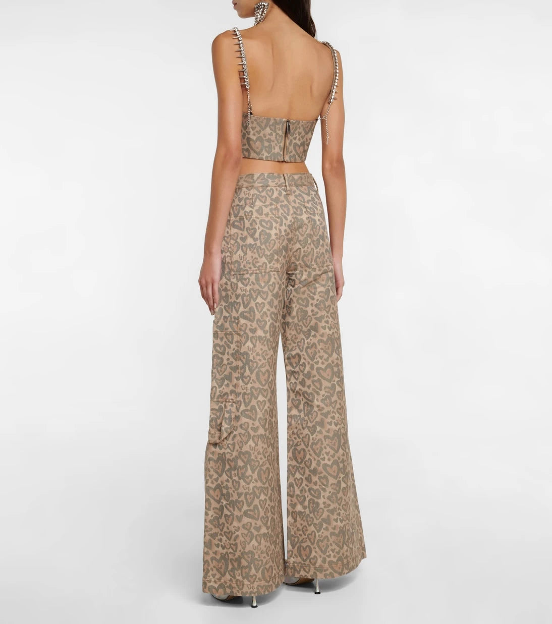 Area - Embellished printed corset top