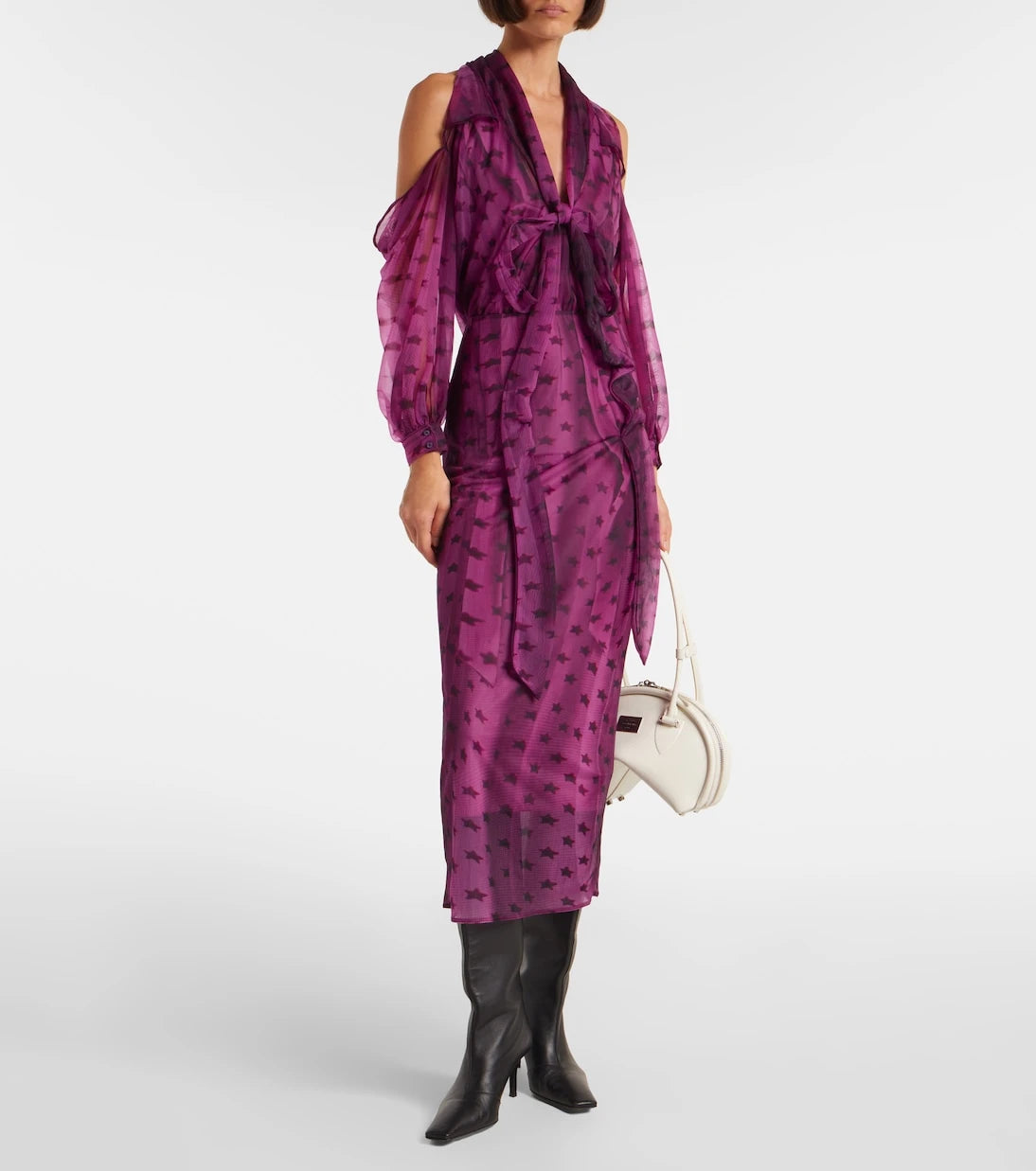 Acne Studios - Cutout printed semi-sheer midi dress