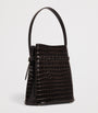 Toteme Brown Leather Croc-Embossed Bucket Shoulder Bag