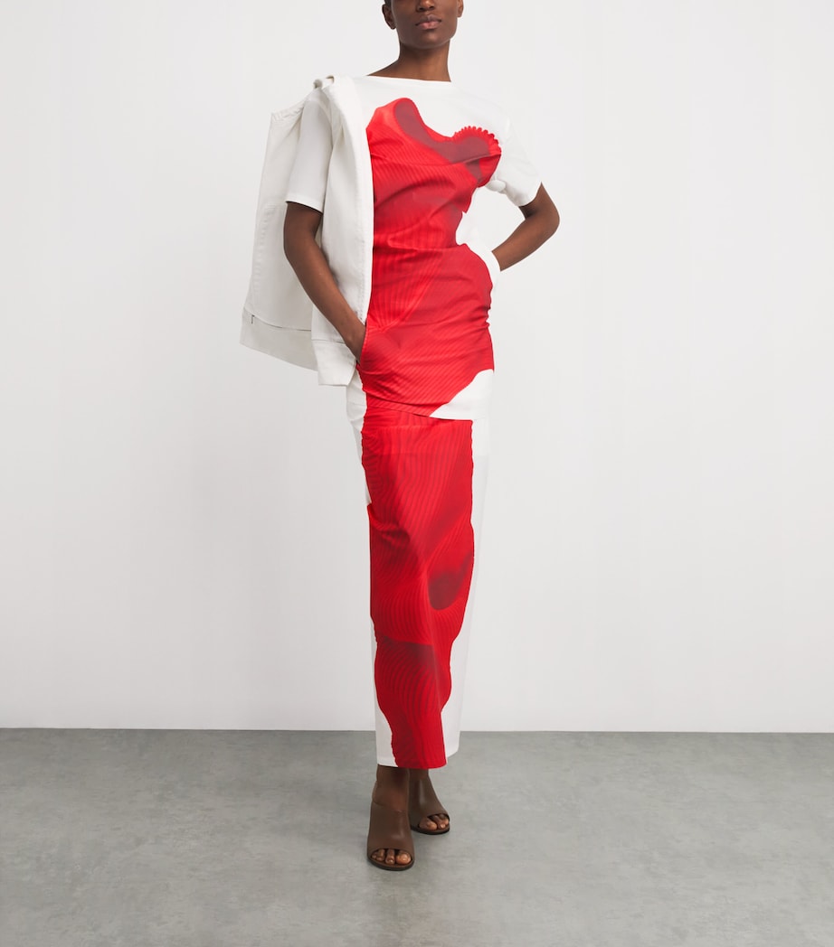 Red Cotton-Blend Knit As Represented Maxi Skirt