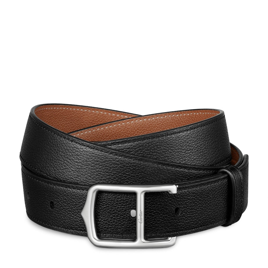 Cartier Black Leather Reversible C Belt