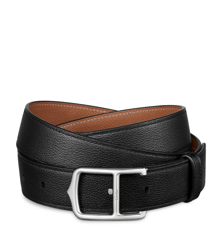 Cartier Black Leather Reversible C Belt