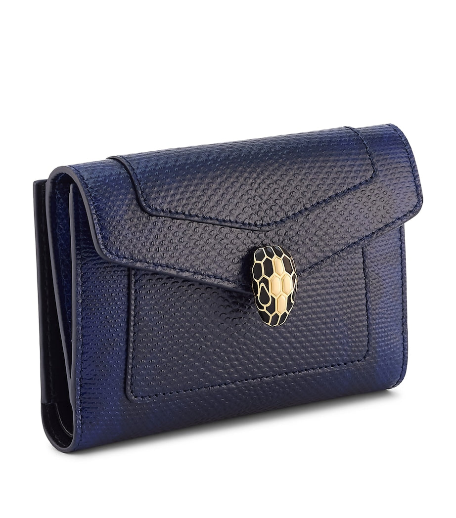 Blue Large Karung Leather Serpenti Forever Wallet