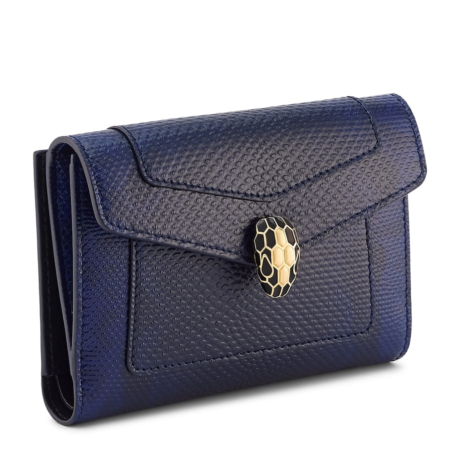 Blue Large Karung Leather Serpenti Forever Wallet
